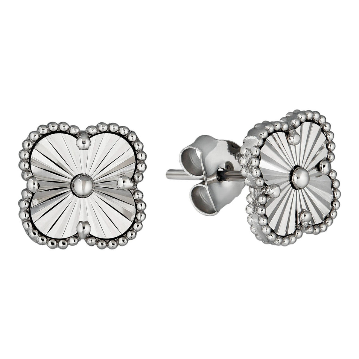 Diamond Cut Clover Earrings | 925 Silver