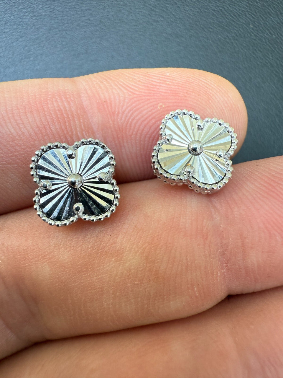 Diamond Cut Clover Earrings | 925 Silver