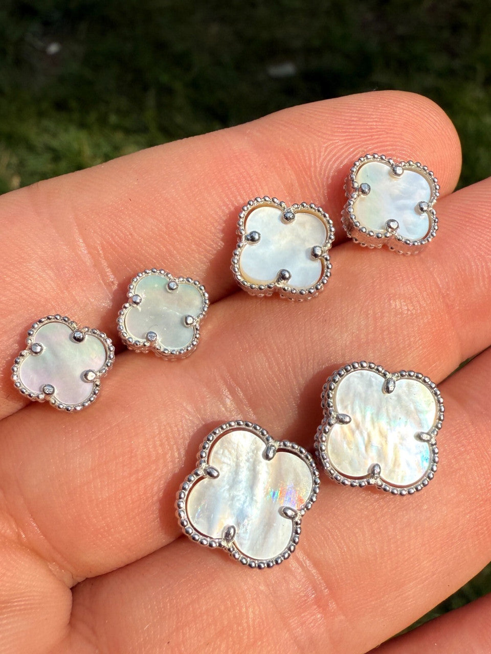 Mother Of Pearl Clover Earrings | 925 Silver