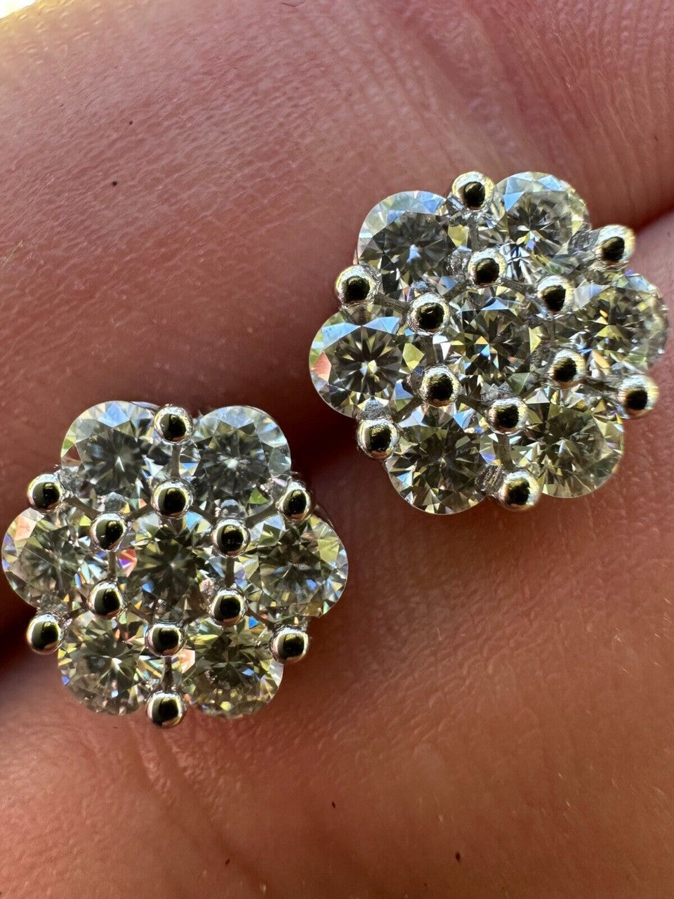 Cluster Iced Out Honeycomb Set Earrings | Silver | CZ