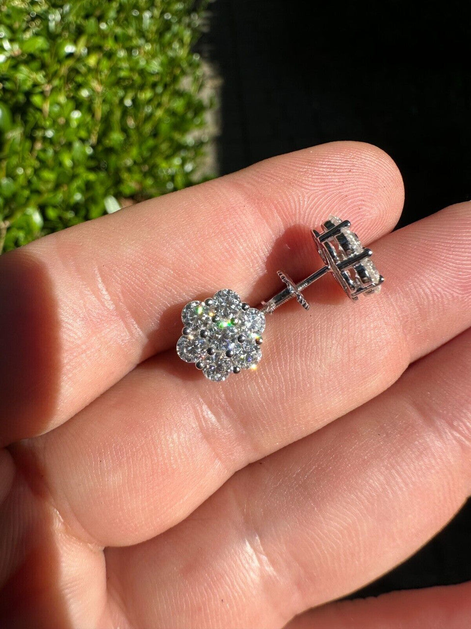Cluster Iced Out Honeycomb Set Earrings | Silver | CZ