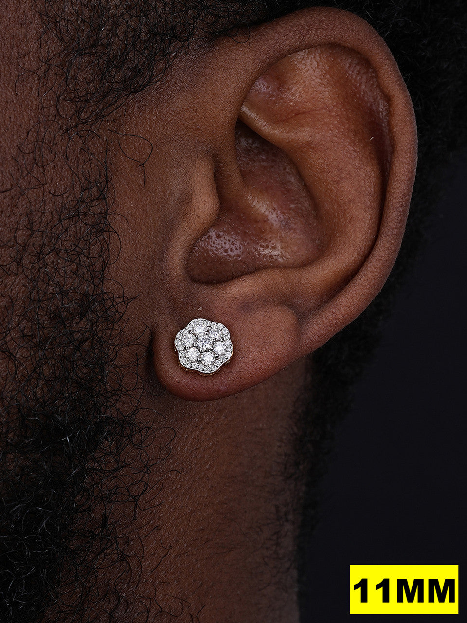 Moissanite Micropave Cluster Iced Out Earrings | 14k Gold Vermeil 925 Silver
