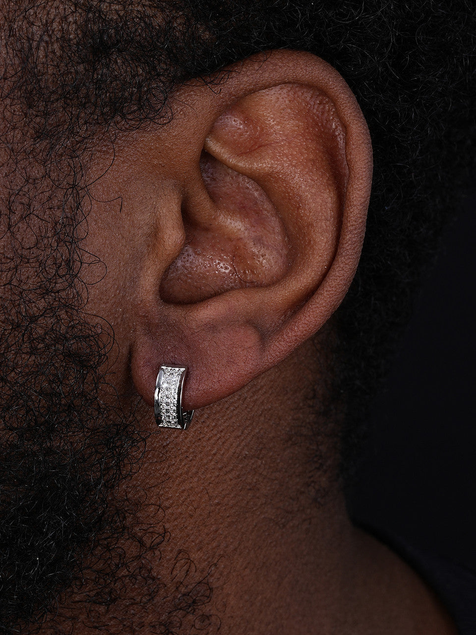 Moissanite Classic Small Huggie Iced Out Hoops | 925 Silver