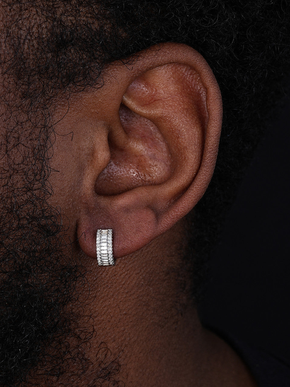 Moissanite Baguette Small Huggie Hoops | 925 Silver