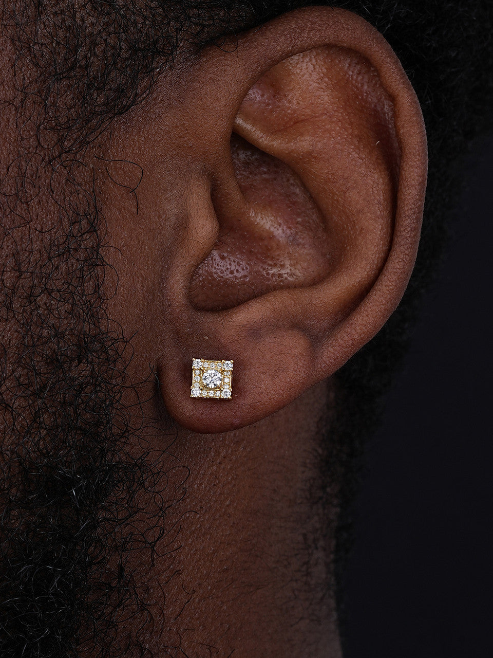 Moissanite Square Rapper Earrings | 14k Gold Vermeil 925 Silver