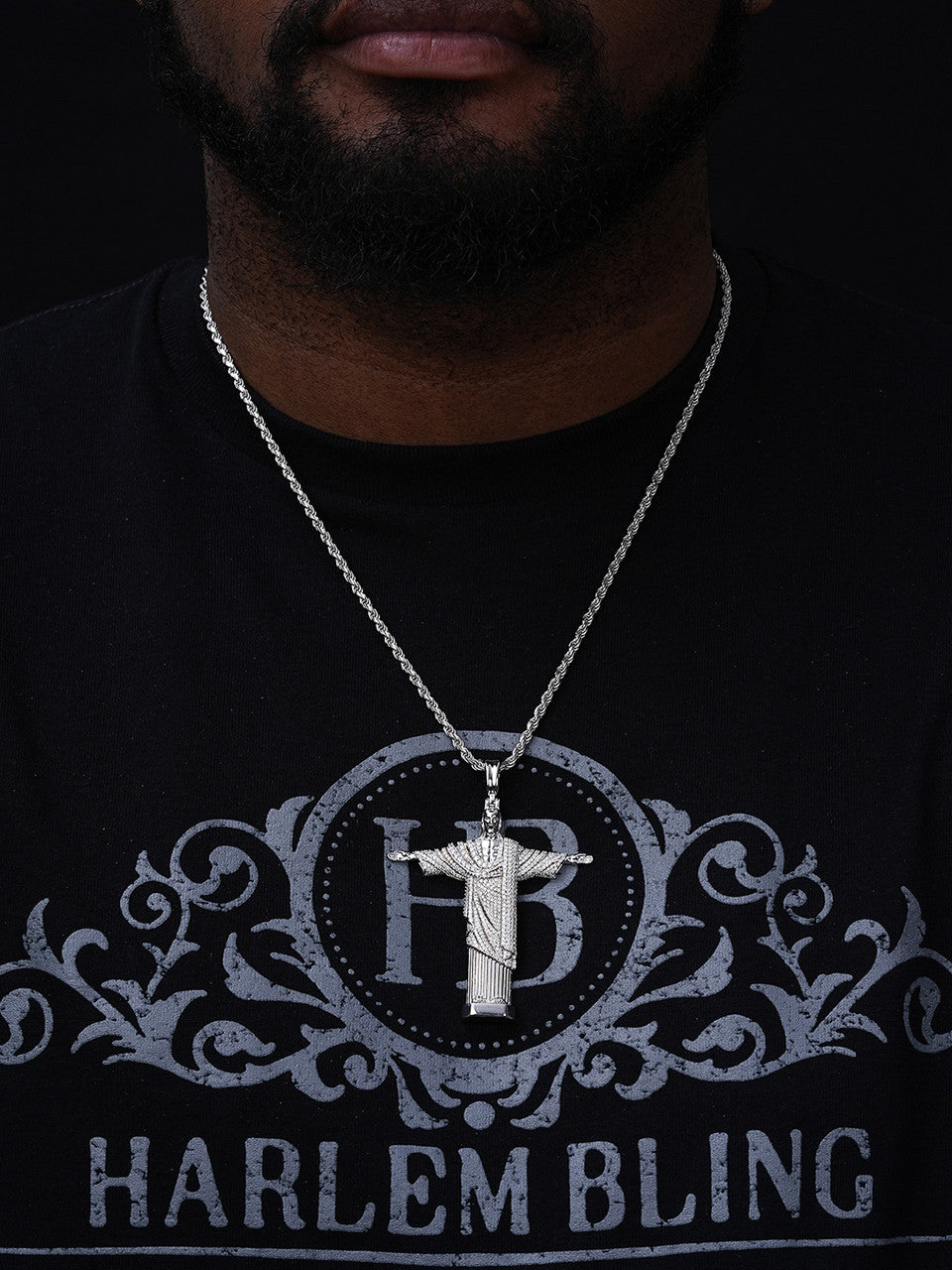 Moissanite Christ The Redeemer Pendant | 925 Silver