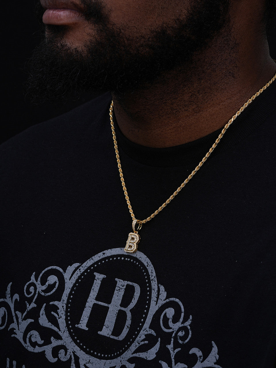 Moissanite A | Z Initials Gothic Letter Iced Out Pendant