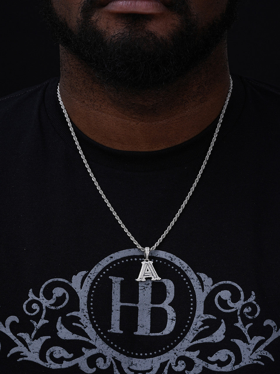 Moissanite A | Z Initials Gothic Letter Iced Out Pendant