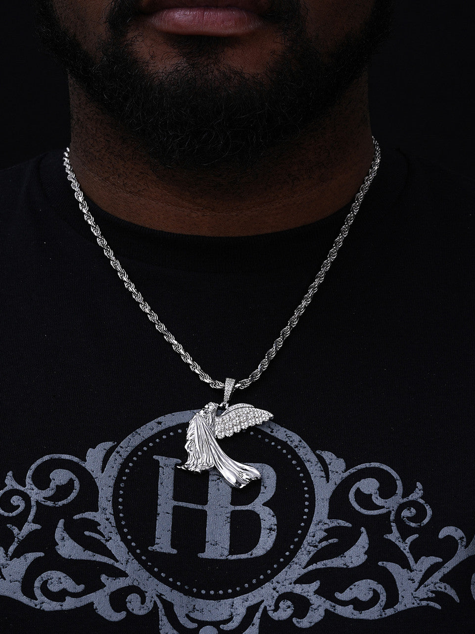 Moissanite Guardian Angel Wing Pendant | 925 Silver