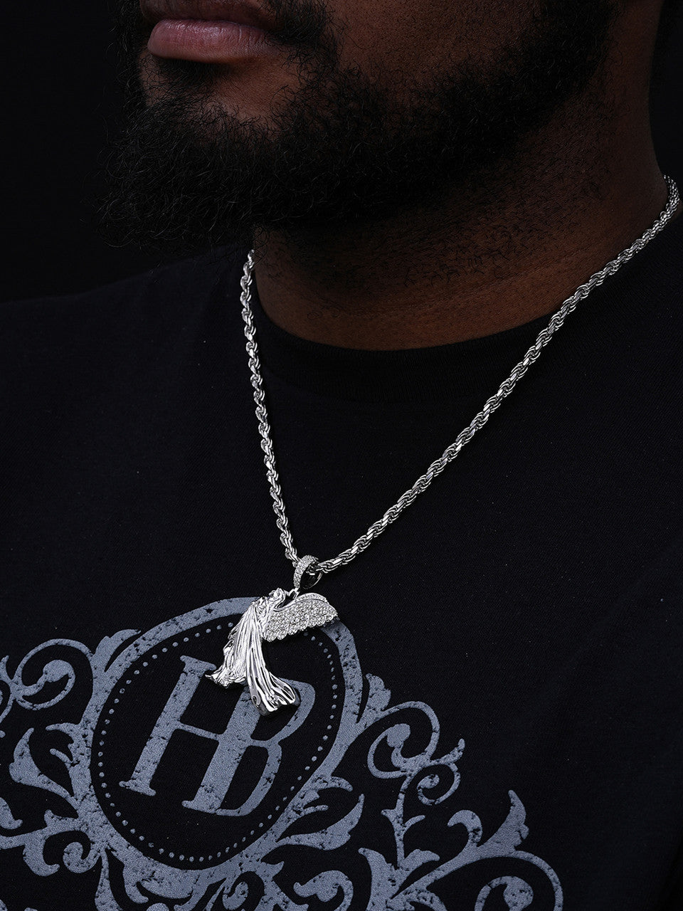 Moissanite Guardian Angel Wing Pendant | 925 Silver