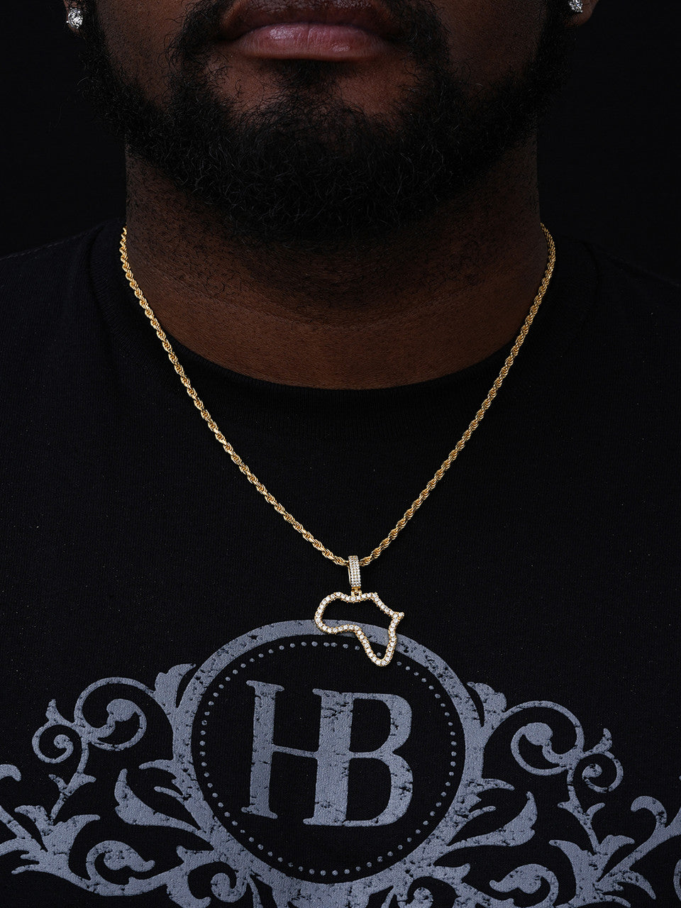 Moissanite Africa Map Hip Hop Pendant | 14k Gold Vermeil Or 925 Silver
