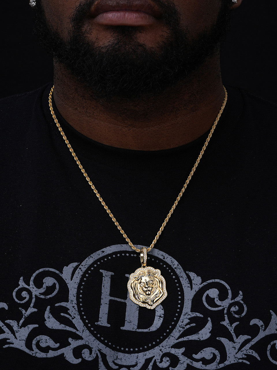 Moissanite Custom Lion Pendant | 14k Gold Vermeil 925 Silver