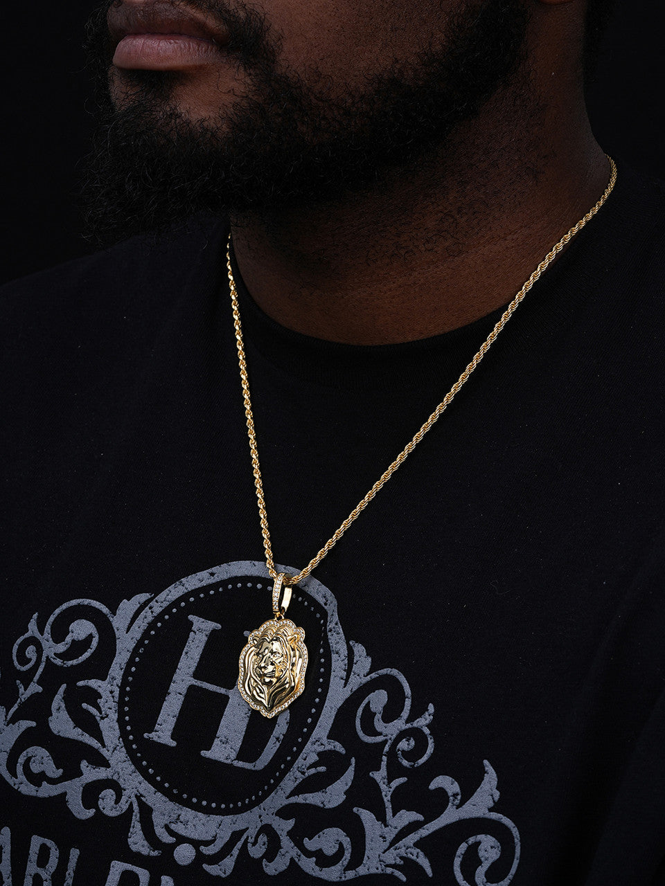 Moissanite Custom Lion Pendant | 14k Gold Vermeil 925 Silver