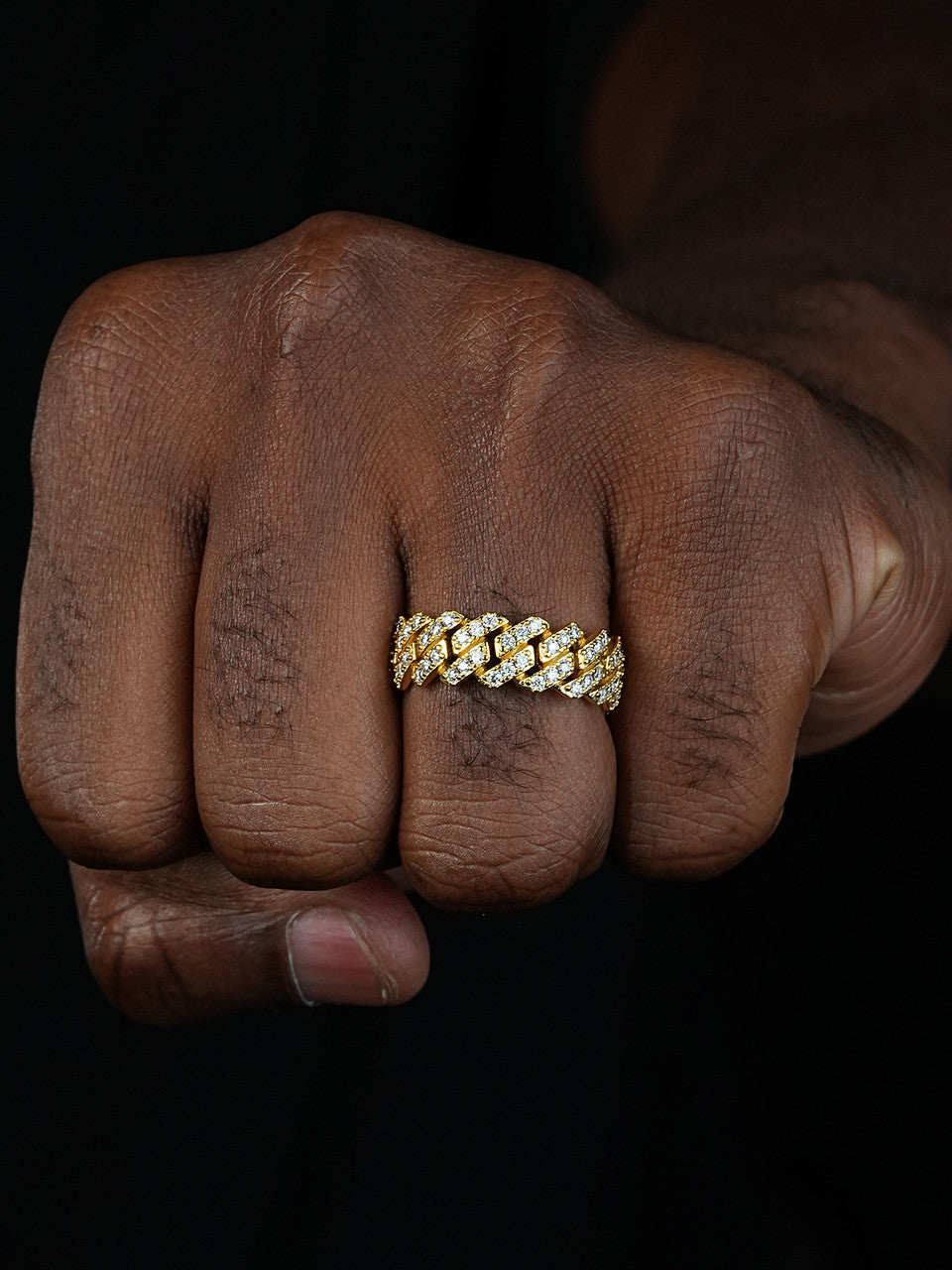 Moissanite 8mm Iced Out Prong Cuban Eternity Band Ring | 14k Gold Vermeil 925 Silver