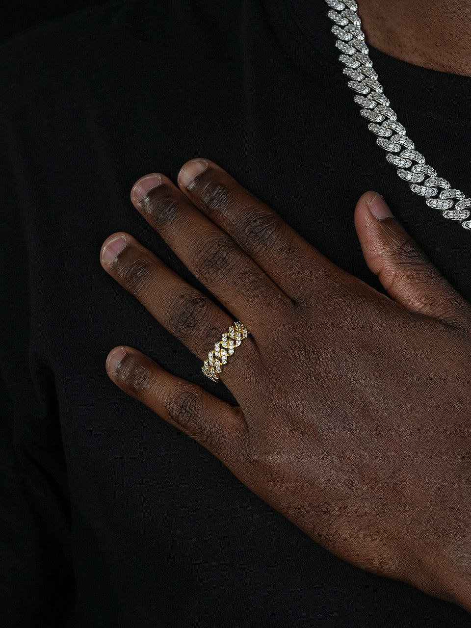 Moissanite 8mm Iced Out Prong Cuban Eternity Band Ring | 14k Gold Vermeil 925 Silver