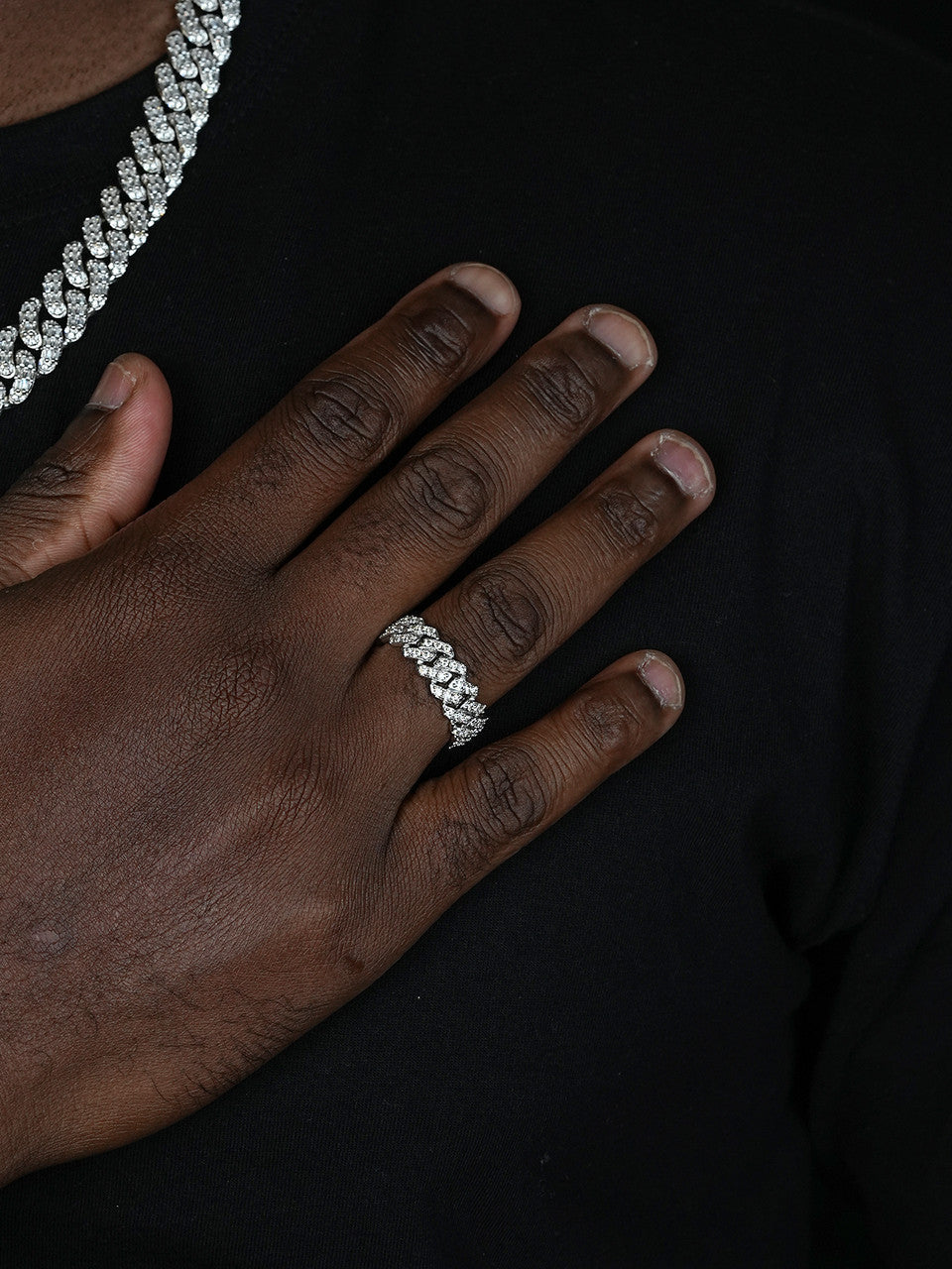 Moissanite 8mm Iced Out Prong Cuban Eternity Band Ring | 925 Silver