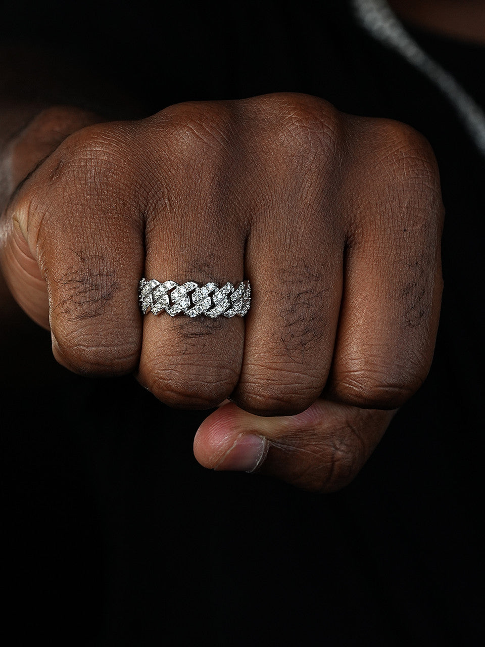 Moissanite 8mm Iced Out Prong Cuban Eternity Band Ring | 925 Silver