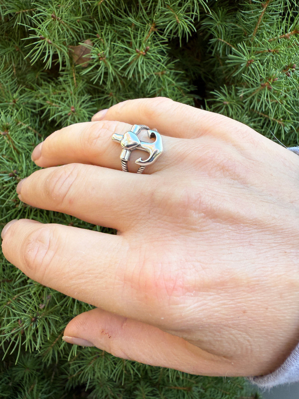 Cross On Anchor Ring | 925 Silver Oxidized