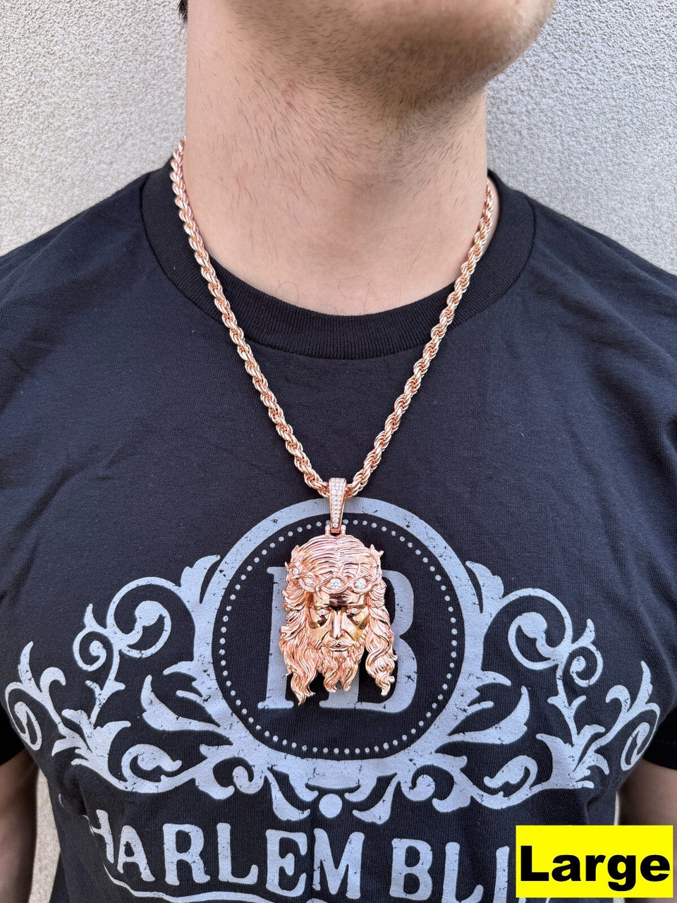 Moissanite Jesus Piece Pendant | 14k Rose Gold Vermeil 925 Silver