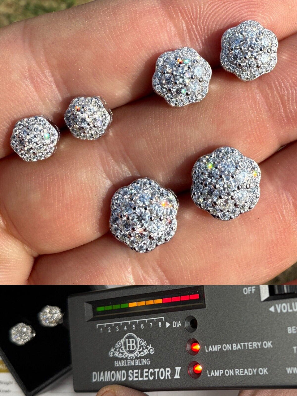 Moissanite Micropave Cluster Iced Out Earrings | 925 Silver