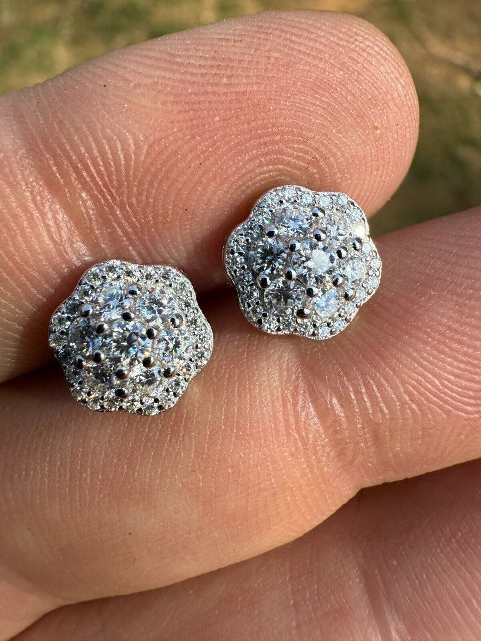 Moissanite Micropave Cluster Iced Out Earrings | 925 Silver