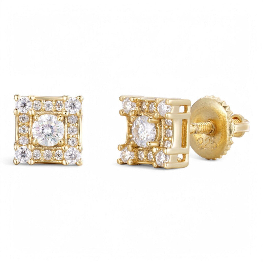 Moissanite Square Rapper Earrings | 14k Gold Vermeil 925 Silver