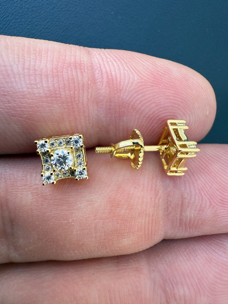 Moissanite Square Rapper Earrings | 14k Gold Vermeil 925 Silver
