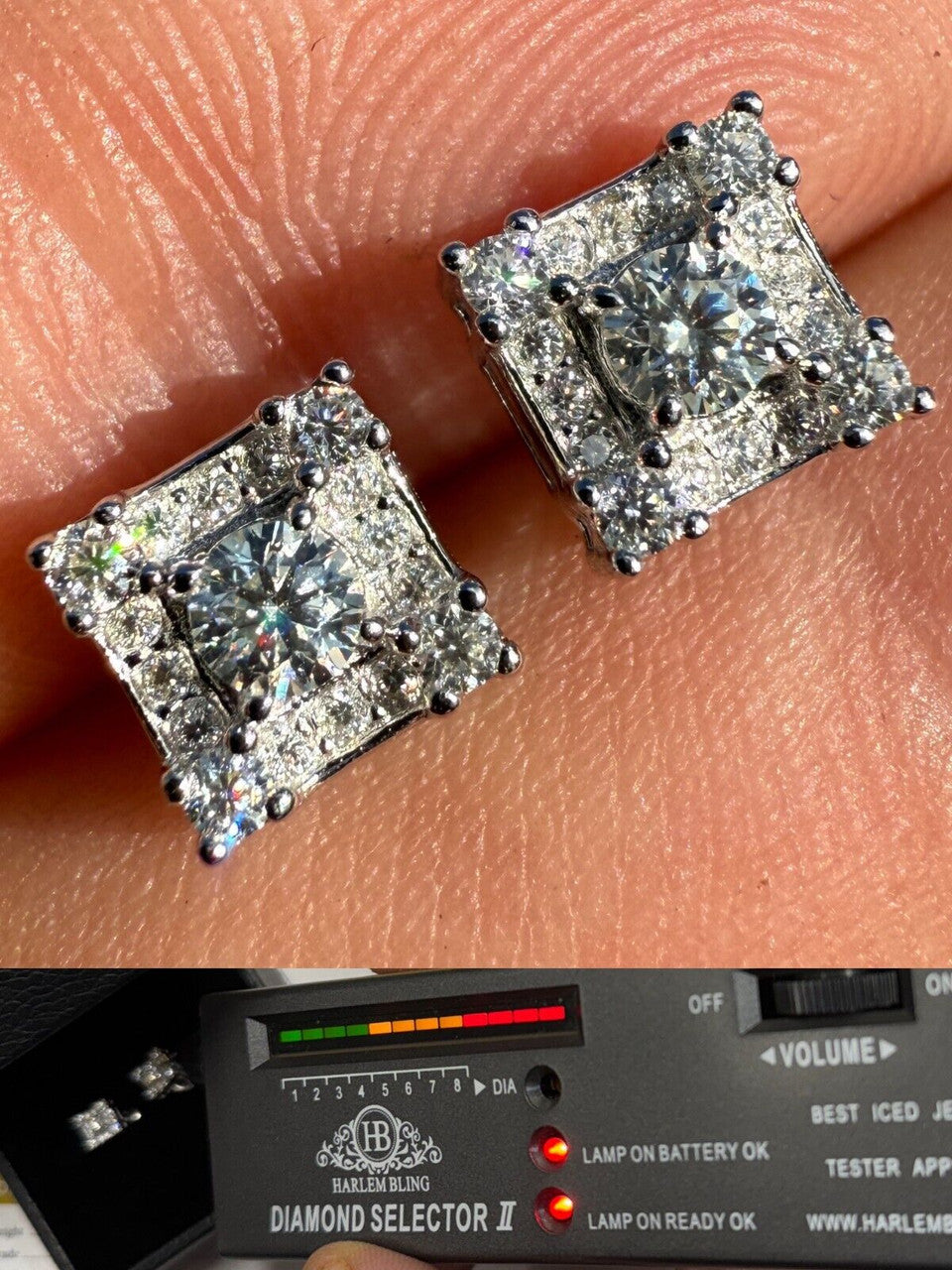 Moissanite Square Rapper Earrings | 925 Silver
