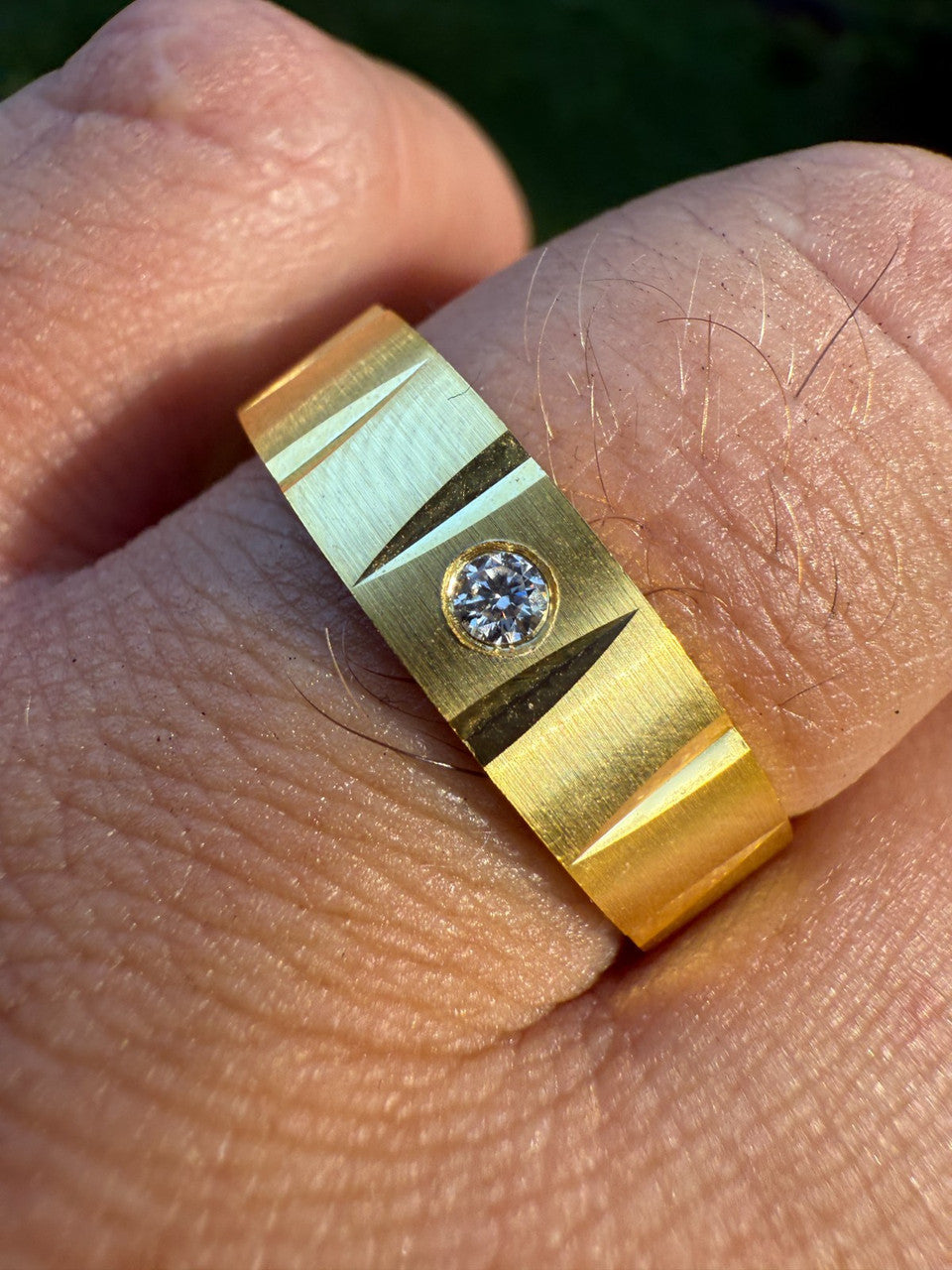 Moissanite Solitaire Diamond Cut Wedding Band Ring | 14k Gold Vermeil 925 Silver