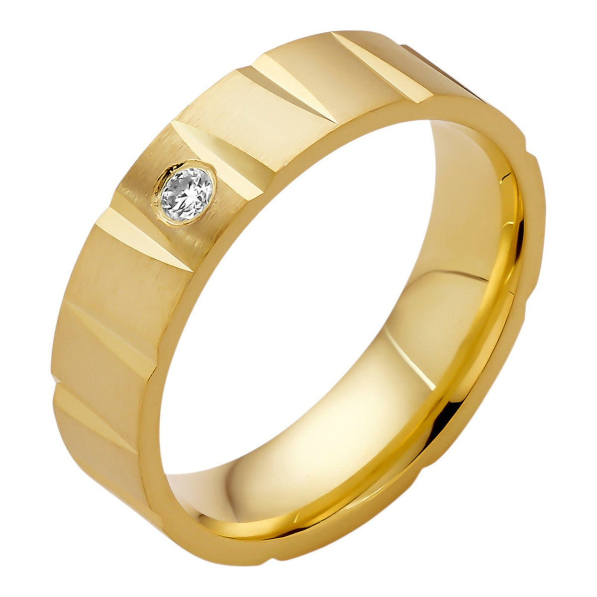 Moissanite Solitaire Diamond Cut Wedding Band Ring | 14k Gold Vermeil 925 Silver