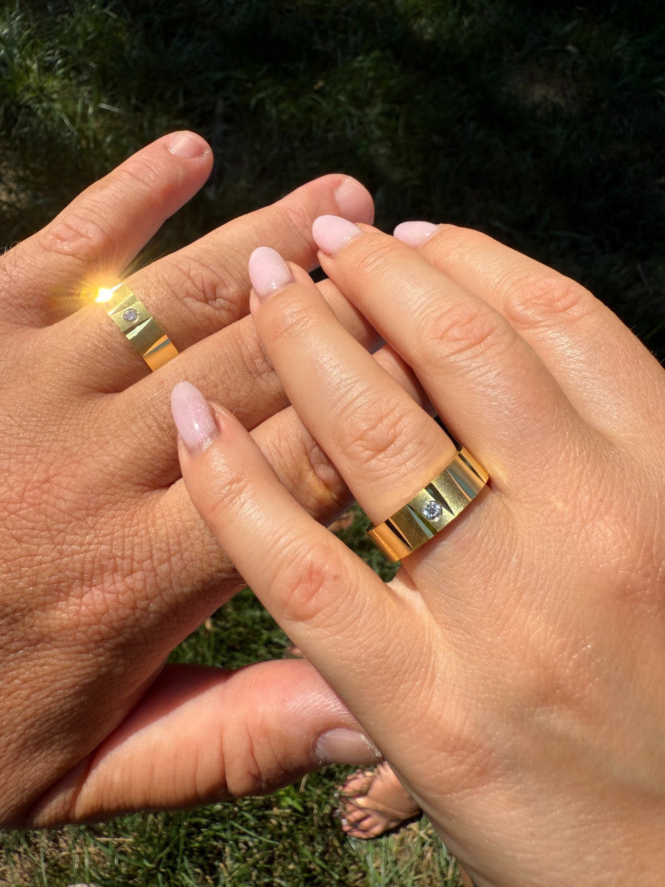 Moissanite Solitaire Diamond Cut Wedding Band Ring | 14k Gold Vermeil 925 Silver