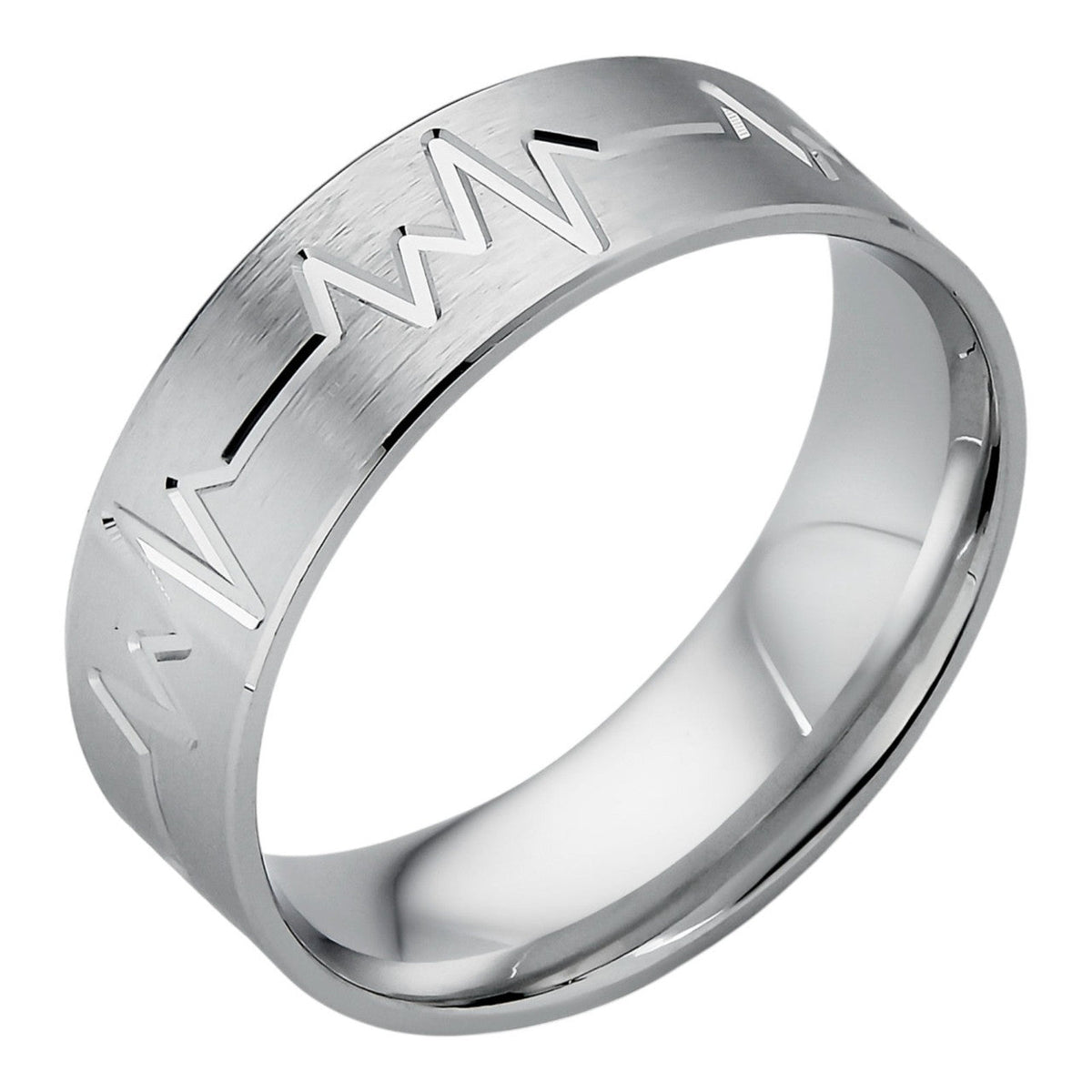Heartbeat Pulse Wedding Band Ring | 925 Silver