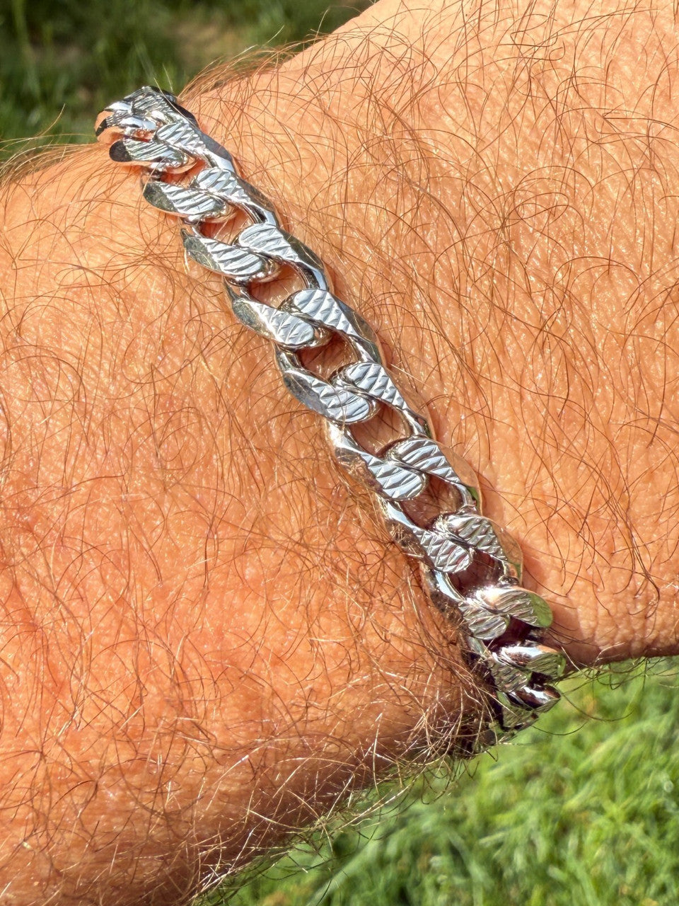 Mens Miami Cuban Bracelet Diamond Cut Solid 925 Silver | Rhodium Finished