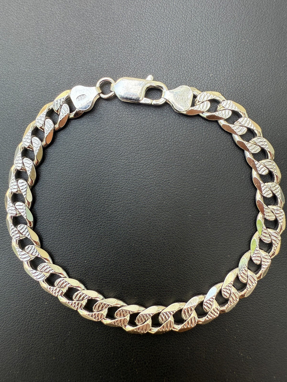 Mens Miami Cuban Bracelet Diamond Cut Solid 925 Silver | Rhodium Finished