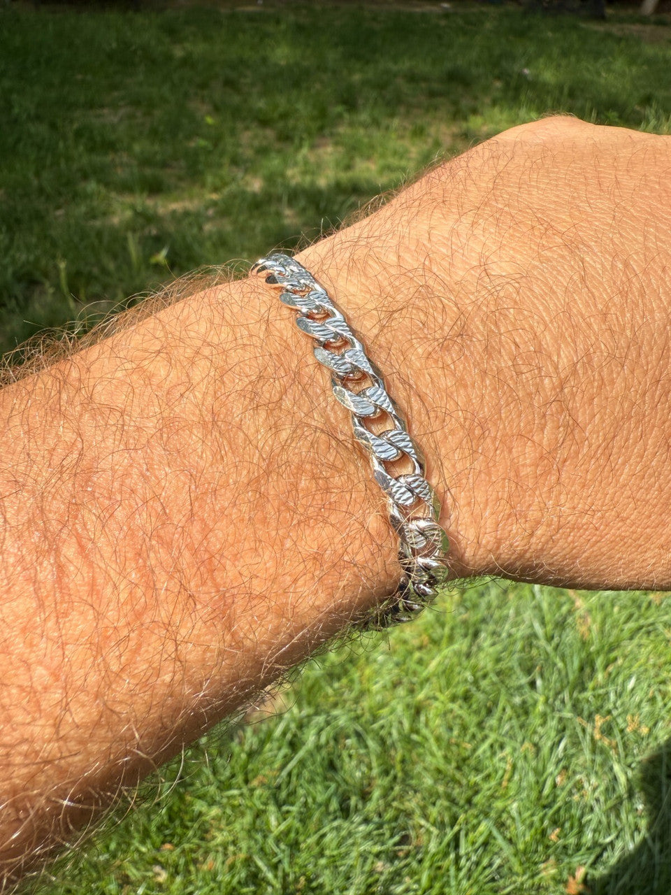 Mens Miami Cuban Bracelet Diamond Cut Solid 925 Silver | Rhodium Finished