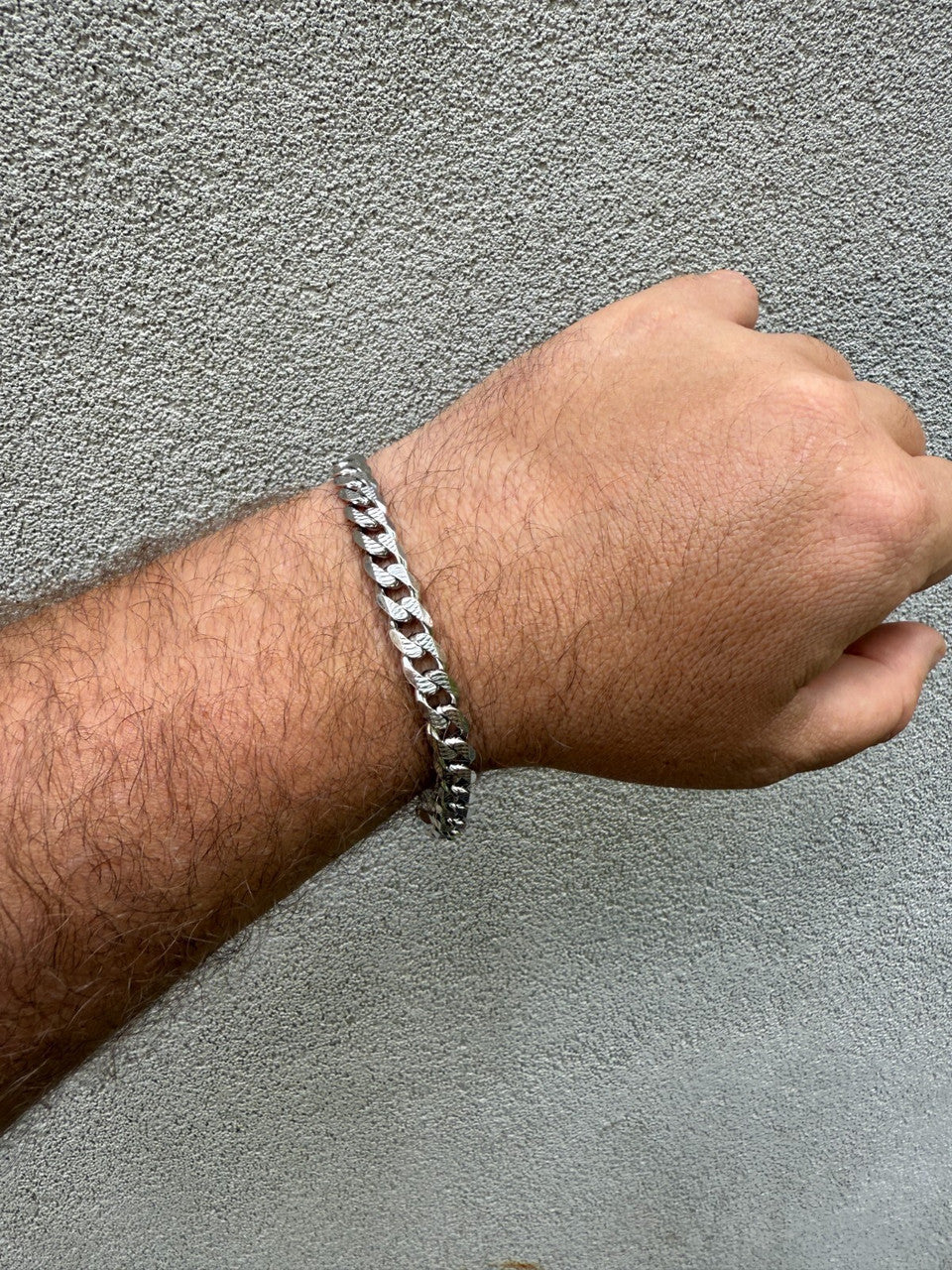 Mens Miami Cuban Bracelet Diamond Cut Solid 925 Silver | Rhodium Finished