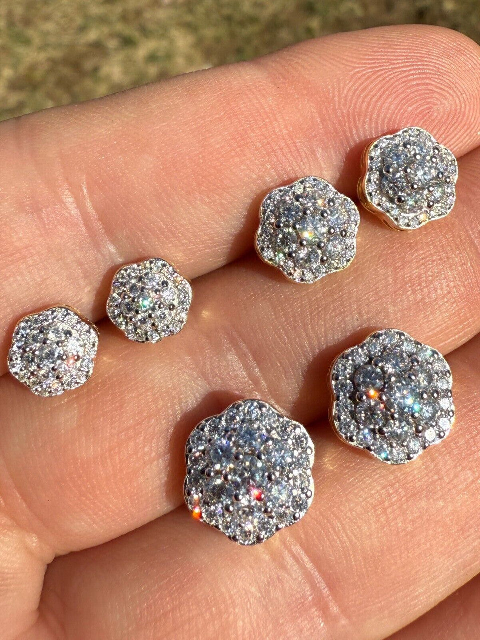 Micropave Cluster Iced Out Earrings | 14k Gold Vermeil 925 Silver | CZ