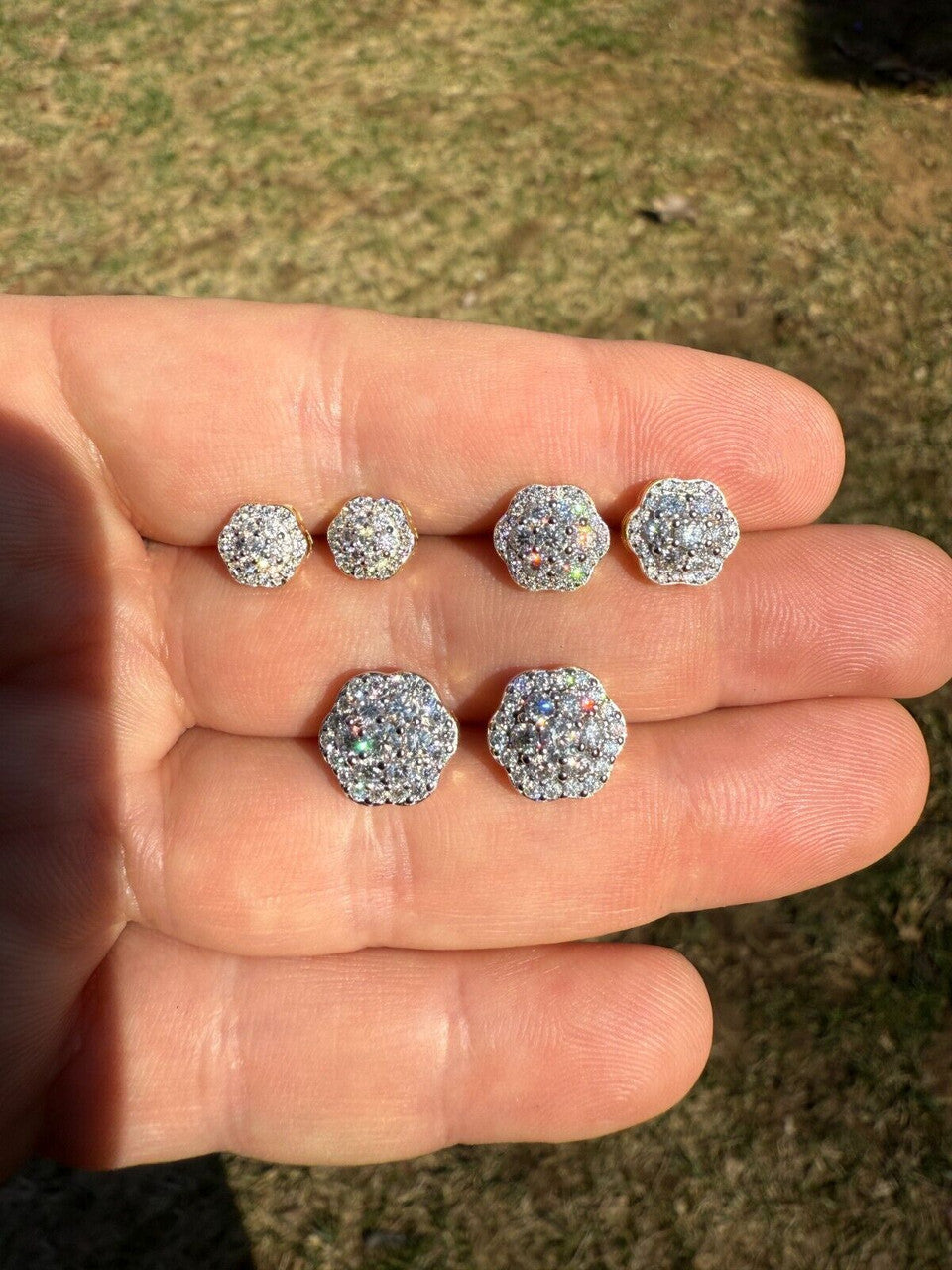 Micropave Cluster Iced Out Earrings | 14k Gold Vermeil 925 Silver | CZ