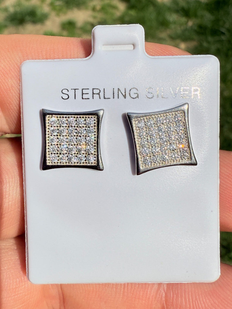 Real 925 Sterling Silver Kite Earrings Iced CZ Screwbacks 11mm | WHOLESALE DEAL