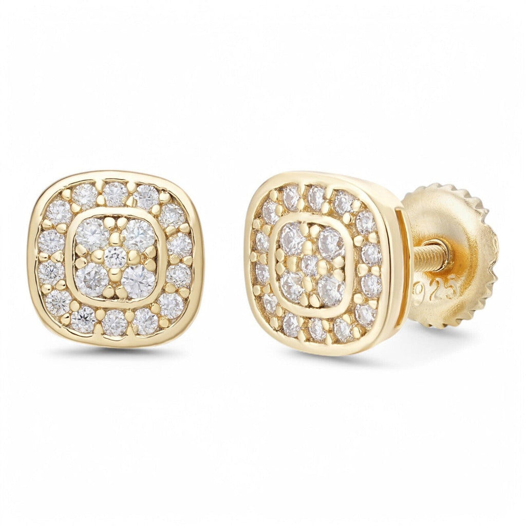 Moissanite Square Iced Out Earrings | 14k Gold Vermeil 925 Silver