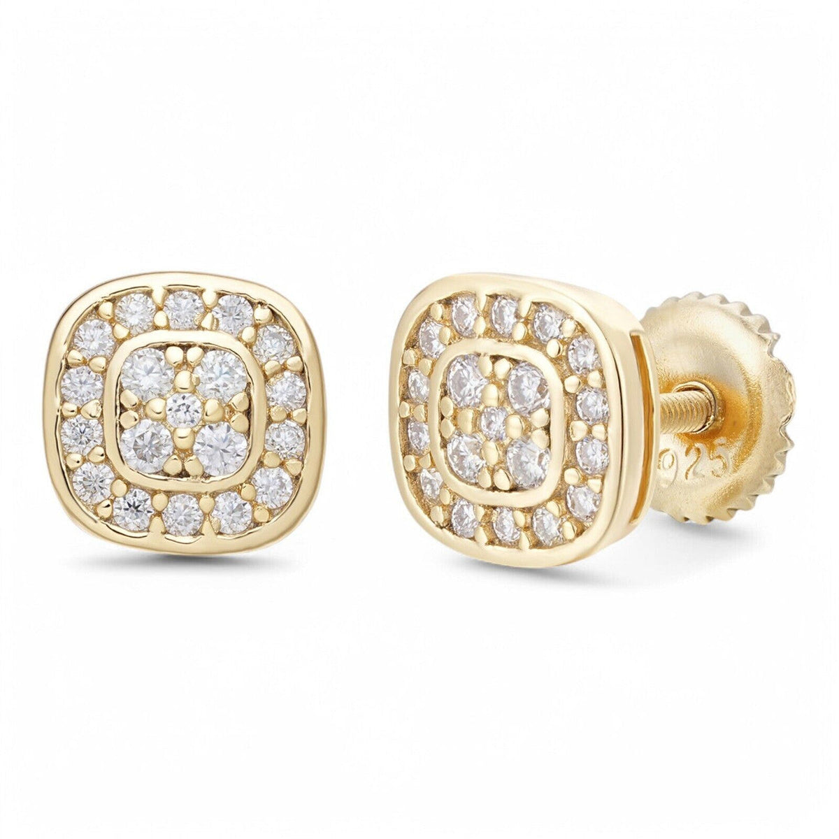 Moissanite Square Iced Out Earrings | 14k Gold Vermeil 925 Silver