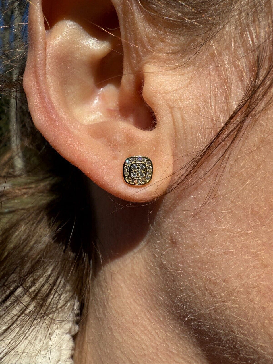 Moissanite Square Iced Out Earrings | 14k Gold Vermeil 925 Silver