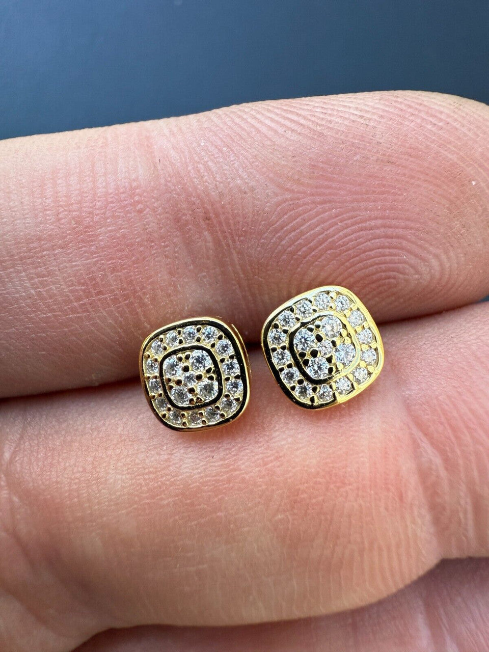 Moissanite Square Iced Out Earrings | 14k Gold Vermeil 925 Silver
