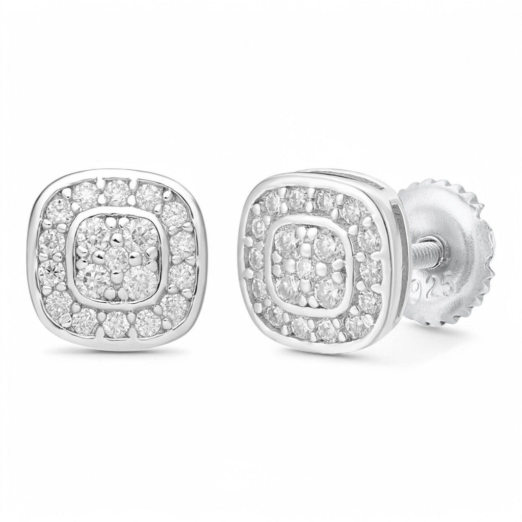 Moissanite Square Iced Out Earrings | 925 Silver