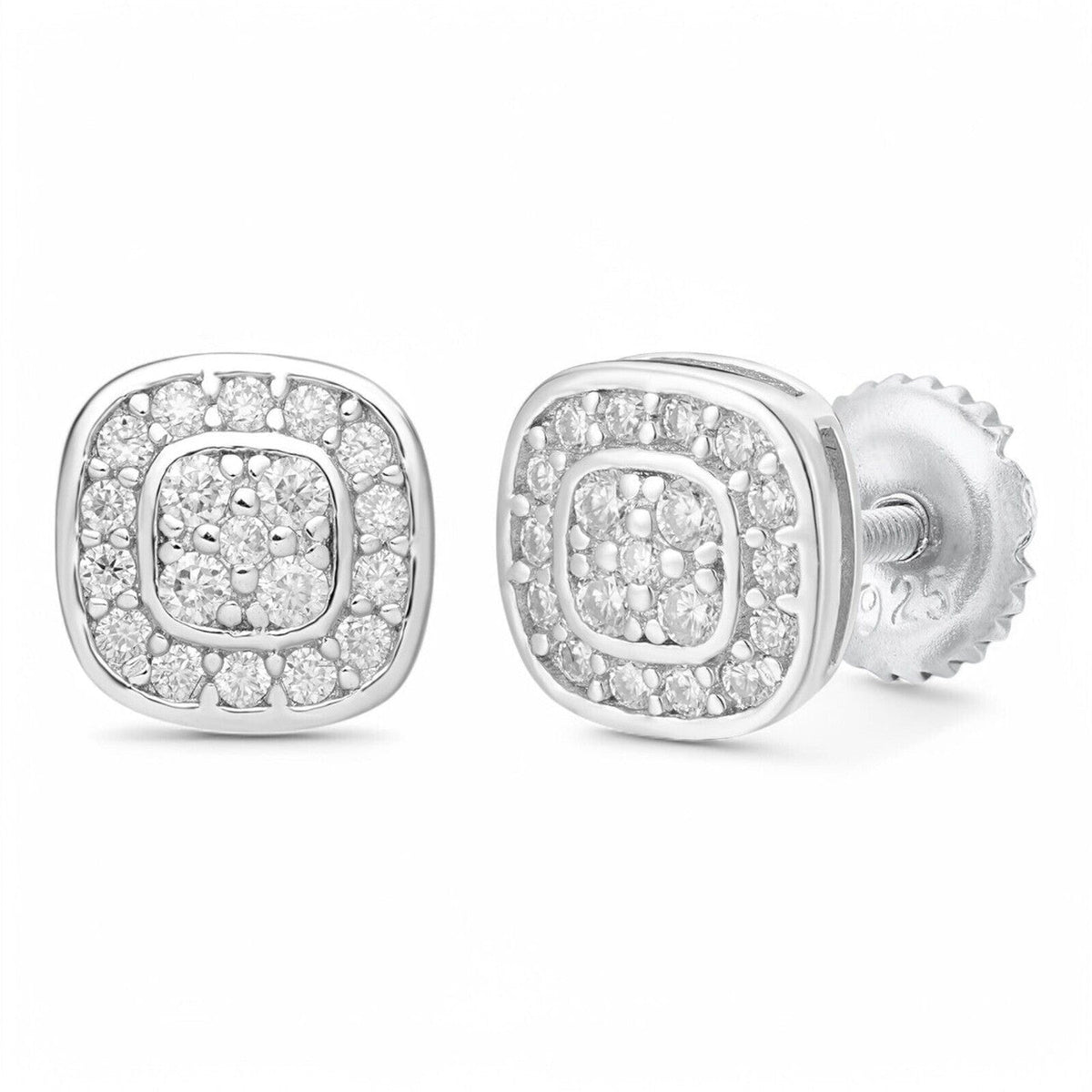 Moissanite Square Iced Out Earrings | 925 Silver