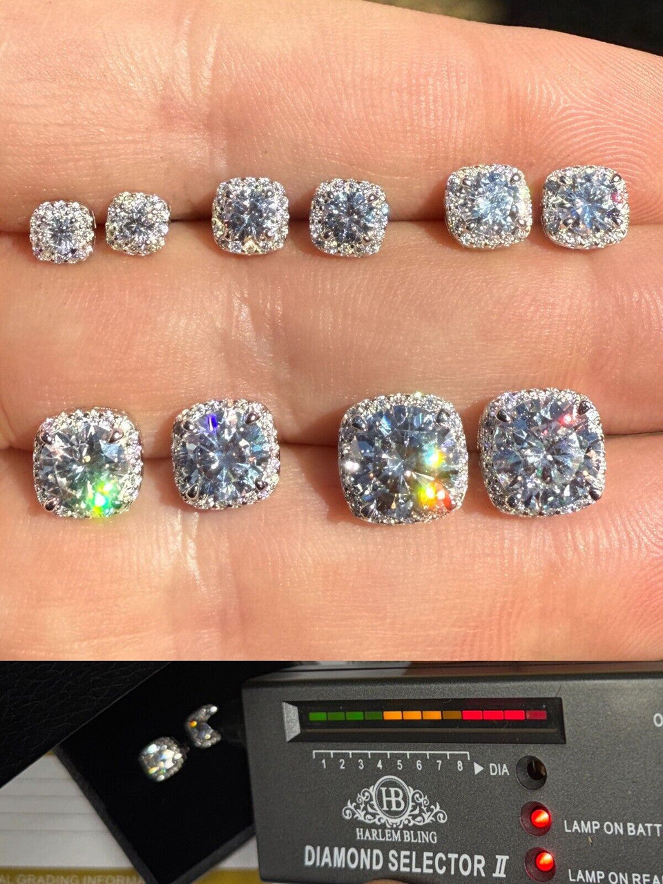 Moissanite Iced Out Square Halo Set Stud Earrings | 925 Silver