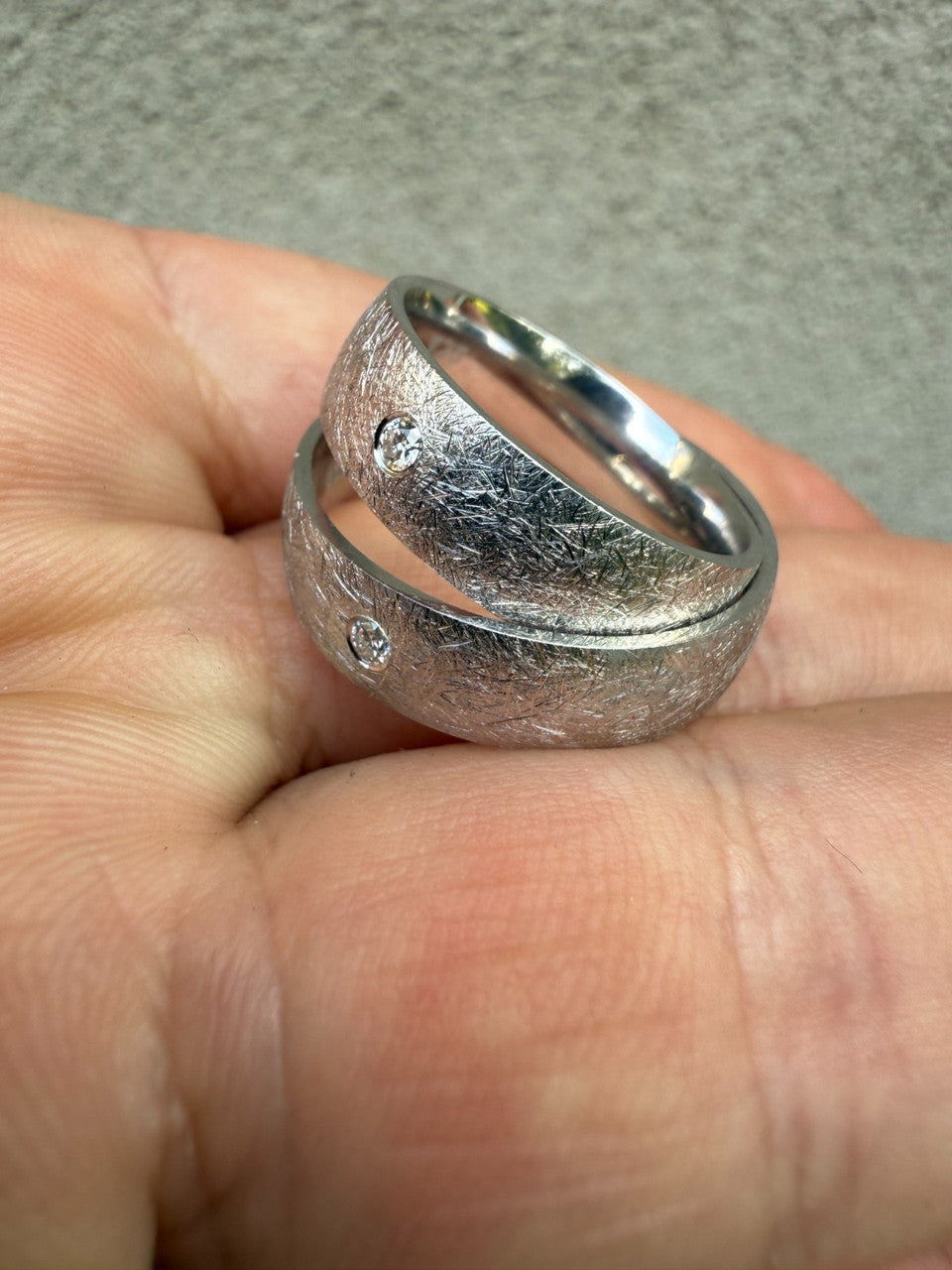 Moissanite Solitaire Scraped Brushed Wedding Band Ring | 925 Silver