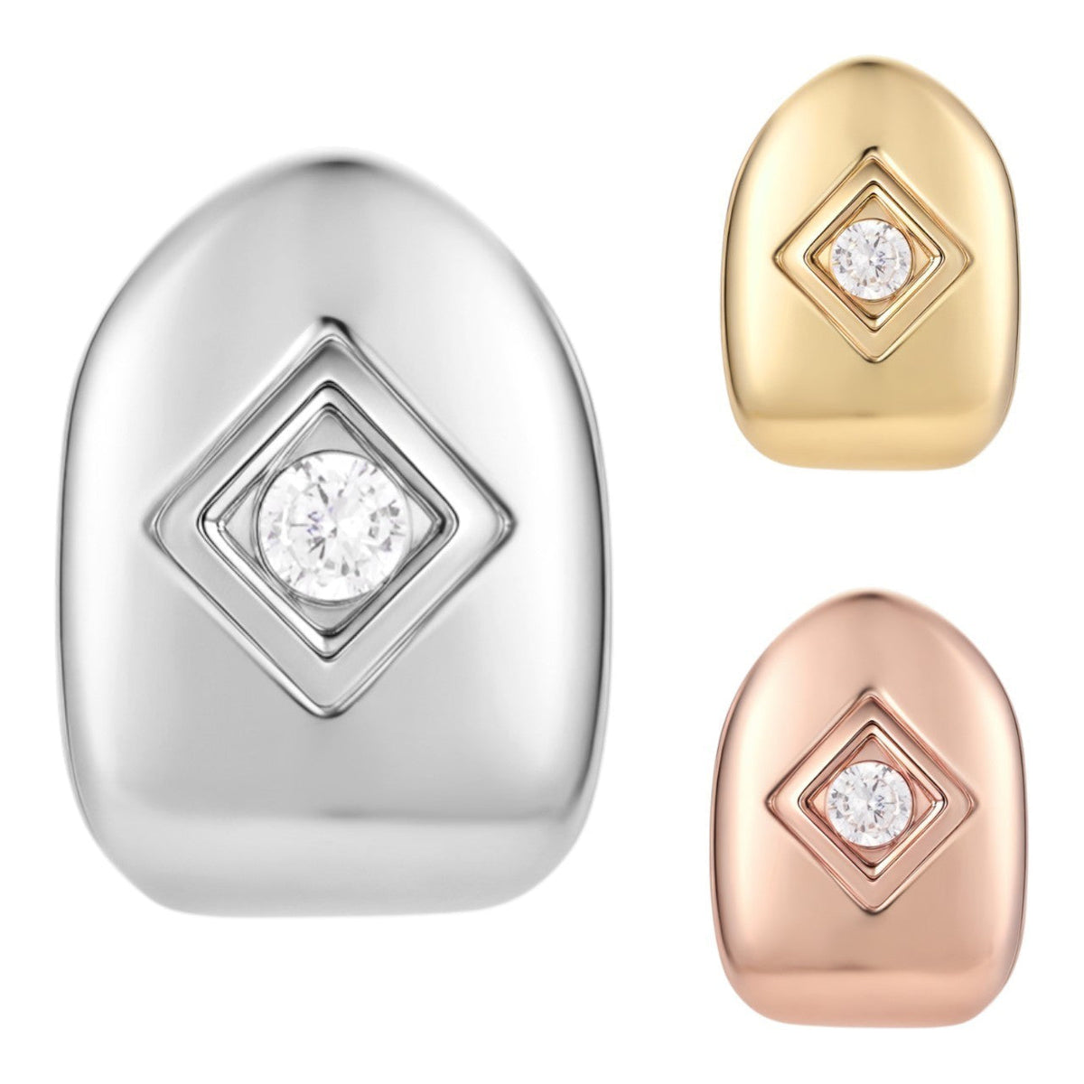 Solid 925 Sterling CZ Silver Single Tooth Grillz Real Custom Hip Hop Grills Caps