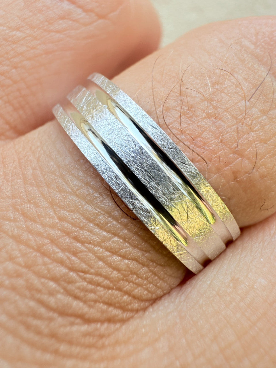 Scraped Brushed Wedding Band Ring | 925 Silver