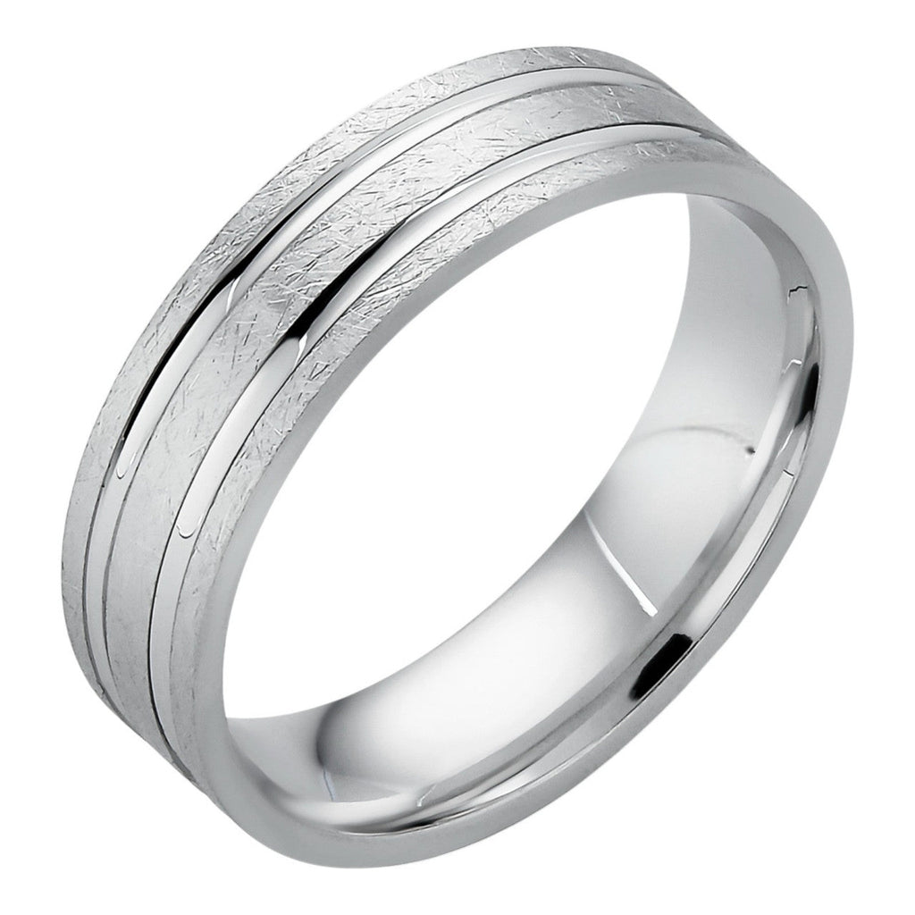 Scraped Brushed Wedding Band Ring | 925 Silver